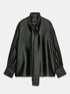 ZARA SATIN EFFECT SHIRT WITH TIES ZW COLLECTION
